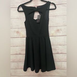 NWT Material Girl Black Lace Skater Dress Front and Back Cutout Lined XSmall